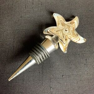 Hand Blown Art Glass Wine Stopper – Stainless Steel – 5.5” – NWOT